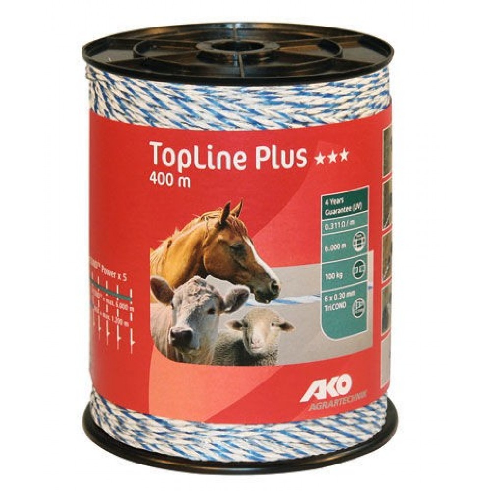 AKO TopLine Plus schrikdraad wit/blauw 3x0.30 TriCond, 400m