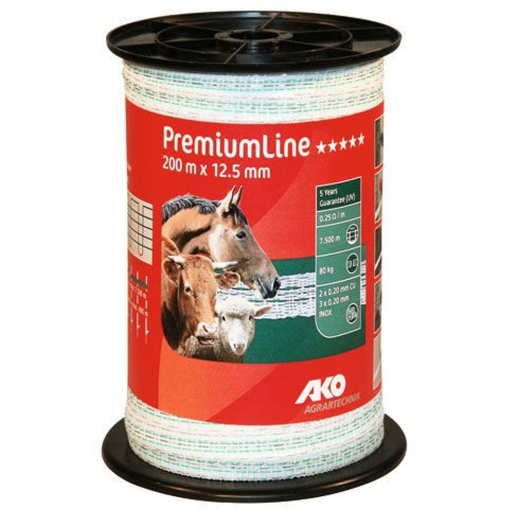 AKO PremiumLine schriklint wit/groen 12.5mm-200m