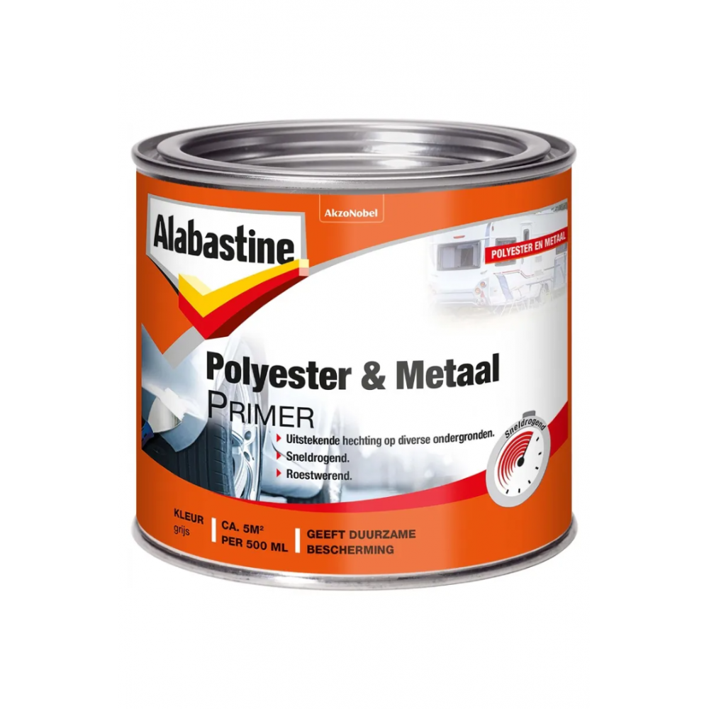Alabastine polyester en metaal primer grijs 250ml