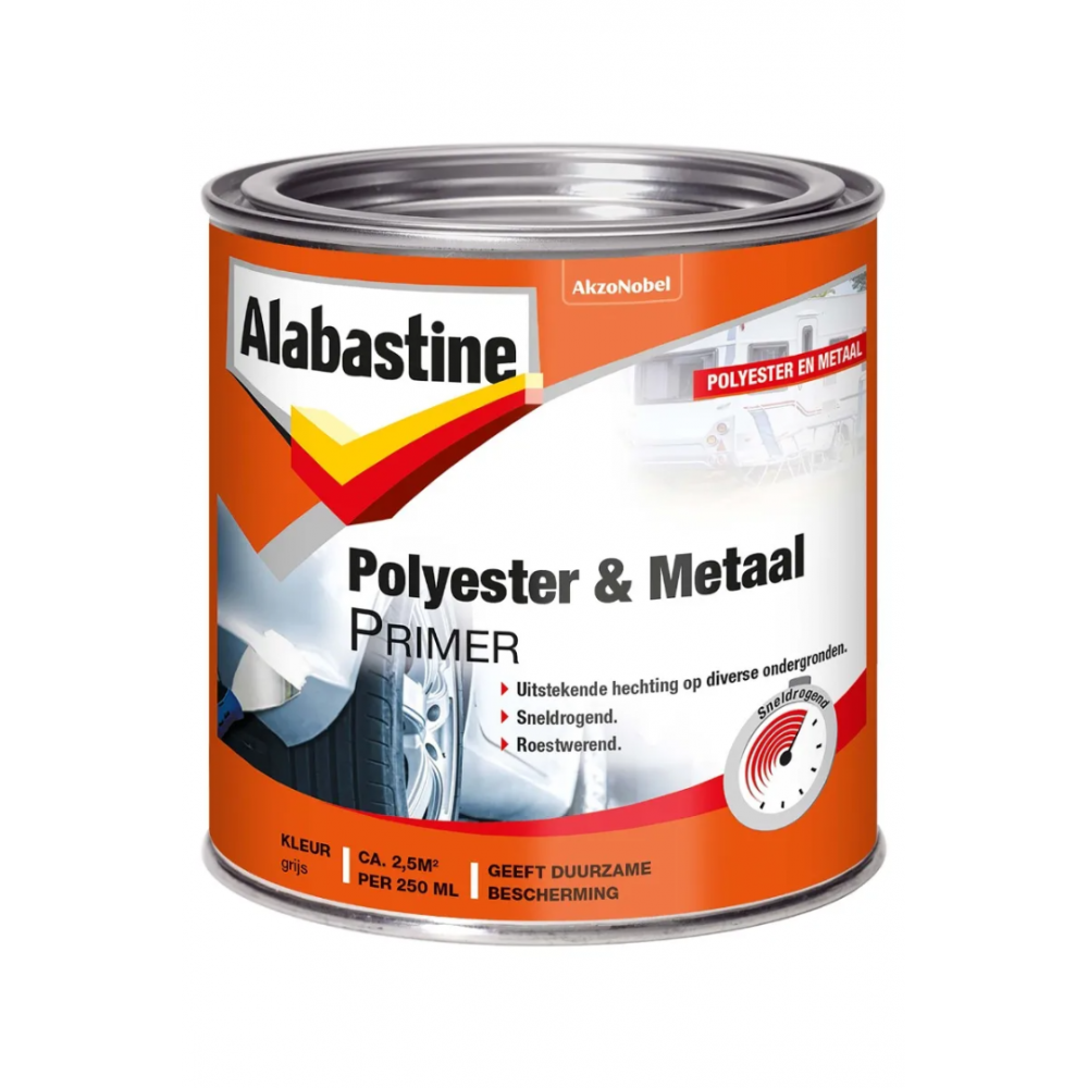 Alabastine polyester en metaal primer grijs 500ml