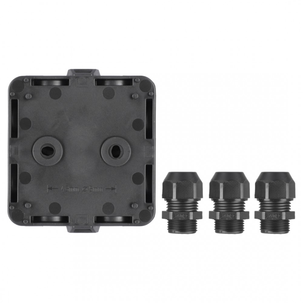 Attema kabeldoos AK1 - 8-voudig - met 3 wartels M20 - IP65 - zwart