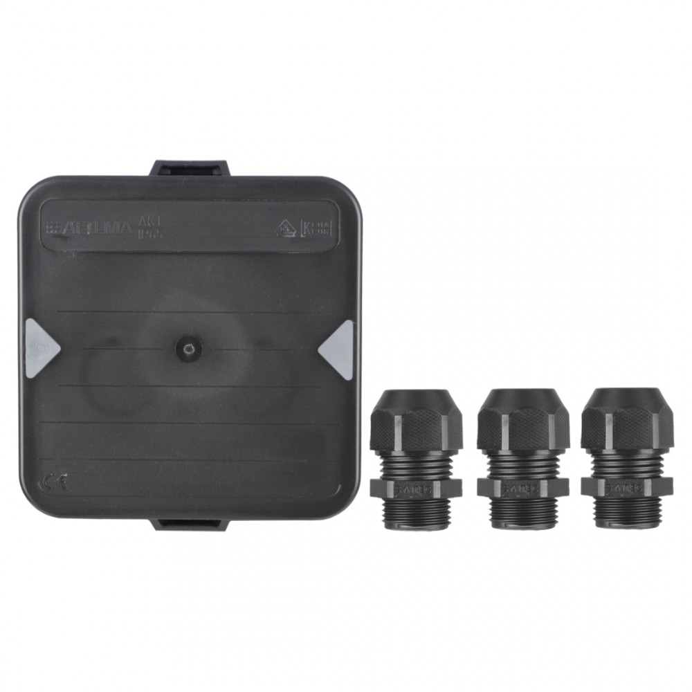 Attema kabeldoos AK1 - 8-voudig - met 3 wartels M20 - IP65 - zwart