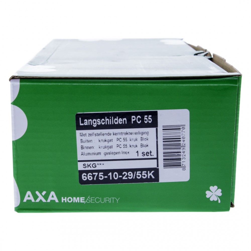 Axa veiligheidsbeslag kruk-kruk - kortschild - PC55 - type 6675-10 - met kerntrekbeveiliging - SKG*** - RVS