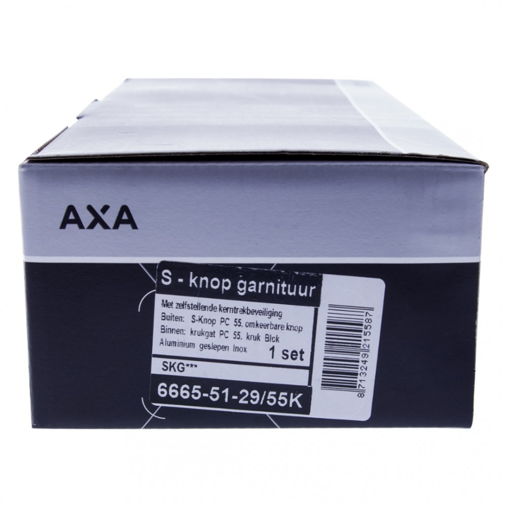 Axa veiligheidsbeslag duwer-kruk - langschild - PC72 - type 6665-11 - met kerntrekbeveiliging - SKG*** - RVS