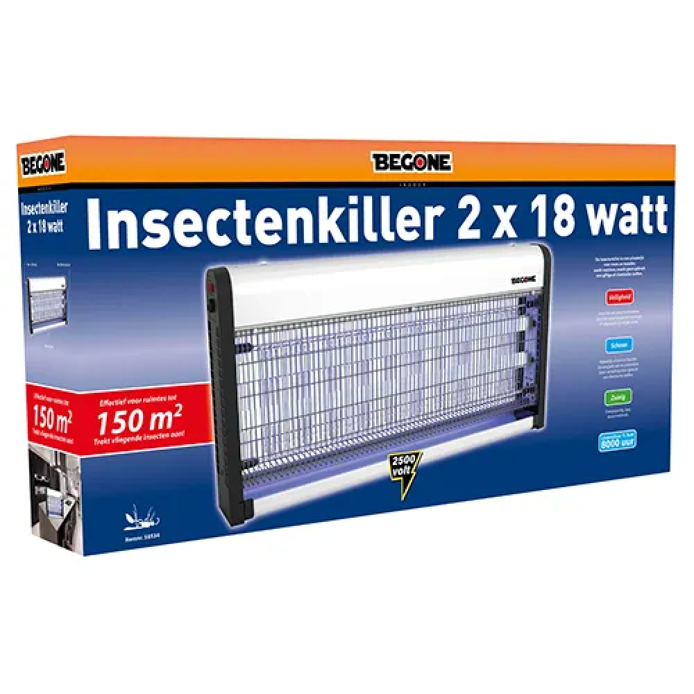 BeGone Pro Elektronische Insecten Killer Vliegenlamp 2 x 18 Watt - 150m2