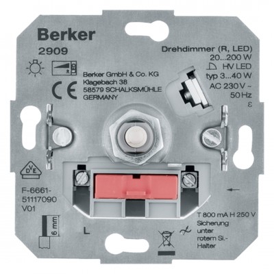 Berker dimmer inbouw - draai-uit - LED - 3-40W - universeel