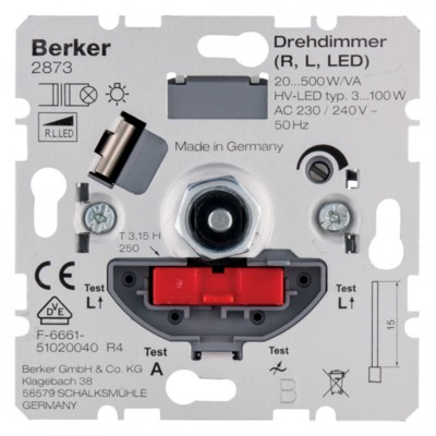 Berker dimmer inbouw - druk-wissel - LED - 3-100W - universeel