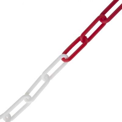 Deltafix kunststofketting rood / wit 40 x 6 mm (per meter)