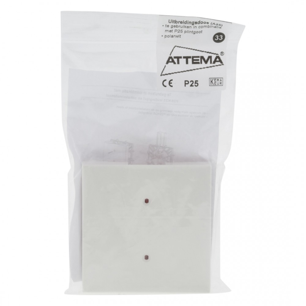 Attema P25 uitbreidingsdoos - 90 x 90 x 15mm - polarwit