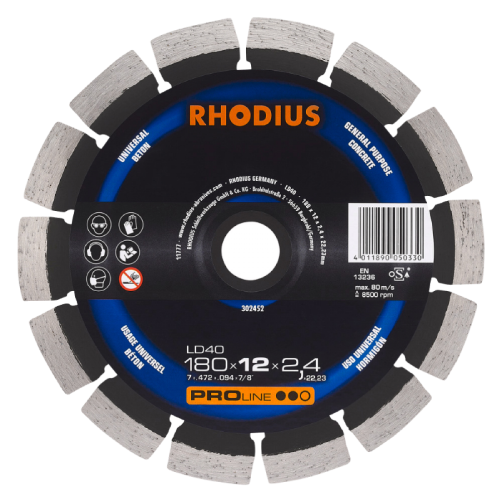Rhodius 302452 LD40 Diamant Doorslijpschijf 180mm