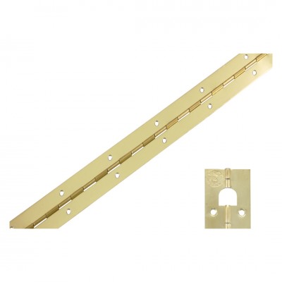 pianoscharnier met ophangoog in scharnier - geboord - messing - 0.7 x 32 x 750 mm