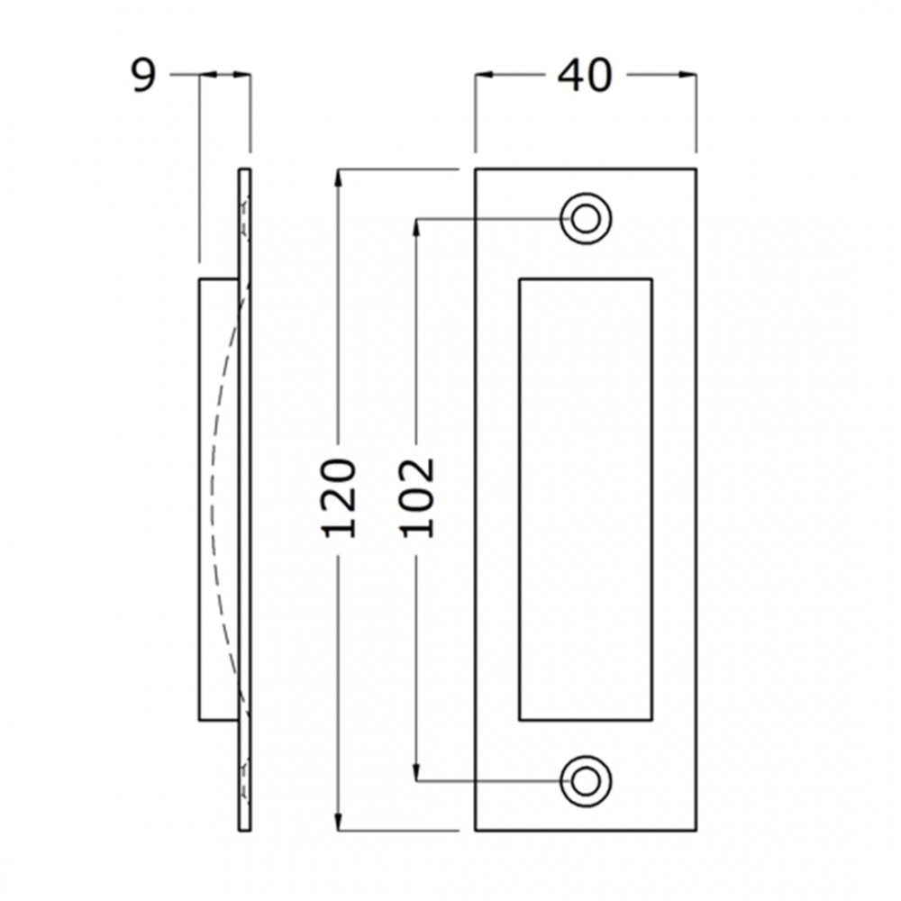 Starx schuifdeurkom rechthoekig - 120 x 40 mm - aluminium