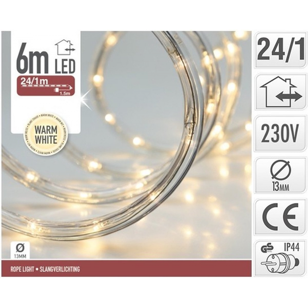 Lichtslang / slangverlichting 6 Meter met 144 LED lampjes - extra warm wit licht