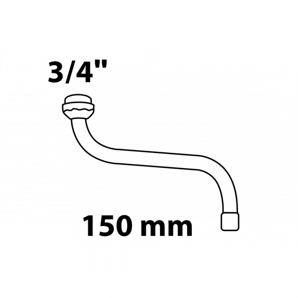 Kirchhoff Universele S-buisuitloop, 3/4 binnendraad x 150 mm met straalregelaar O-ring