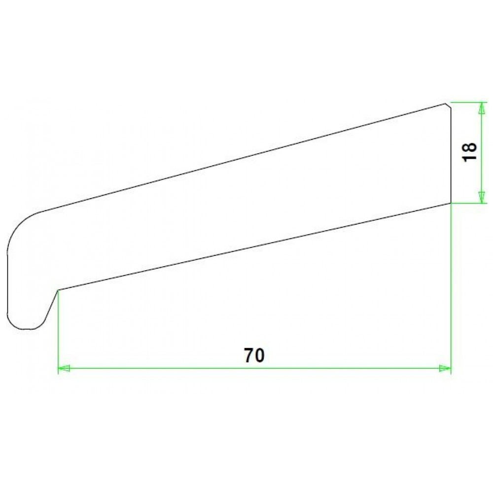 Meranti glaslat I70 18X84mm 80mu gegrond 240cm
