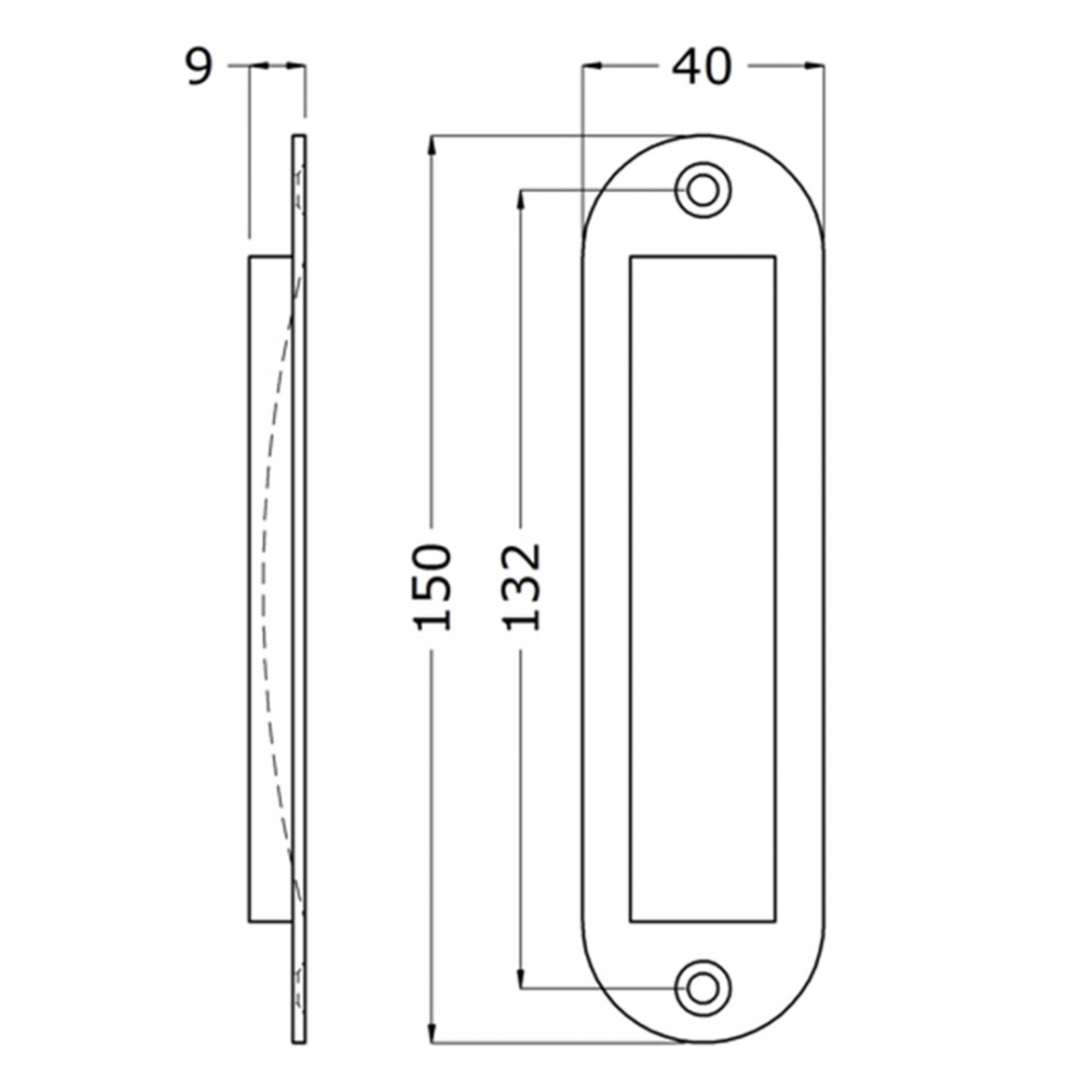 Starx schuifdeurkom ovaal - 150 x 40 mm - aluminium