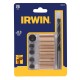 Irwin deuvelset Ø8 mm bestaande uit 20 houten deuvels, 1 houtspiraalboor met dieptestop en centreerpunten.