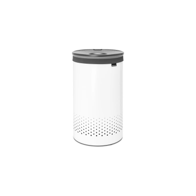 Wasmand - Wasbox met kunststof deksel 60L - White/Dark Grey