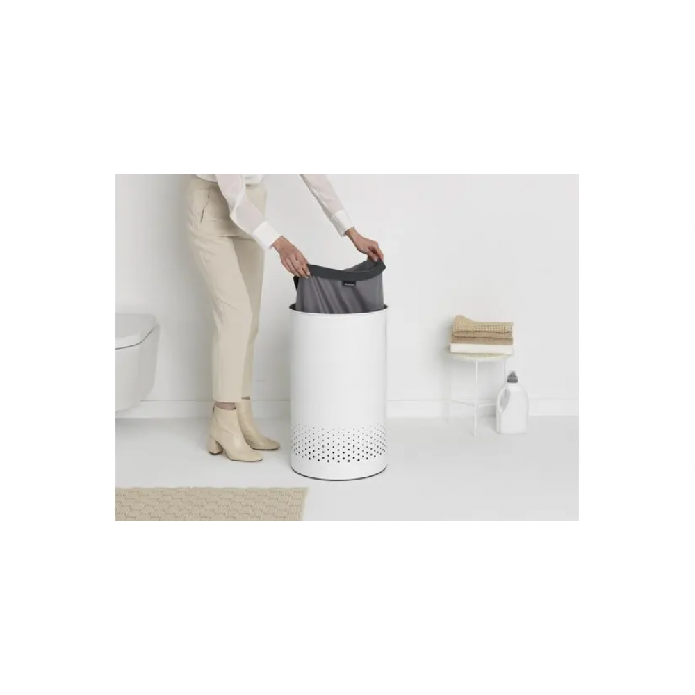 Wasmand - Wasbox met kunststof deksel 60L - White/Dark Grey Wasmand - Wasbox met kunststof deksel 60L - White/Dark Grey