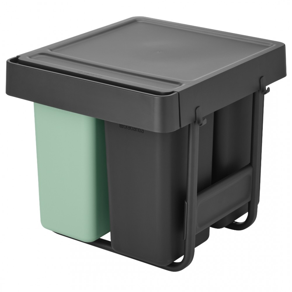 Brabantia Sort & Go Inbouw Prullenbak - 10 + 10 + 20l - Jade Green/Dark Grey Brabantia Sort & Go Inbouw Prullenbak - 10 + 10 + 20l - Jade Green/Dark Grey