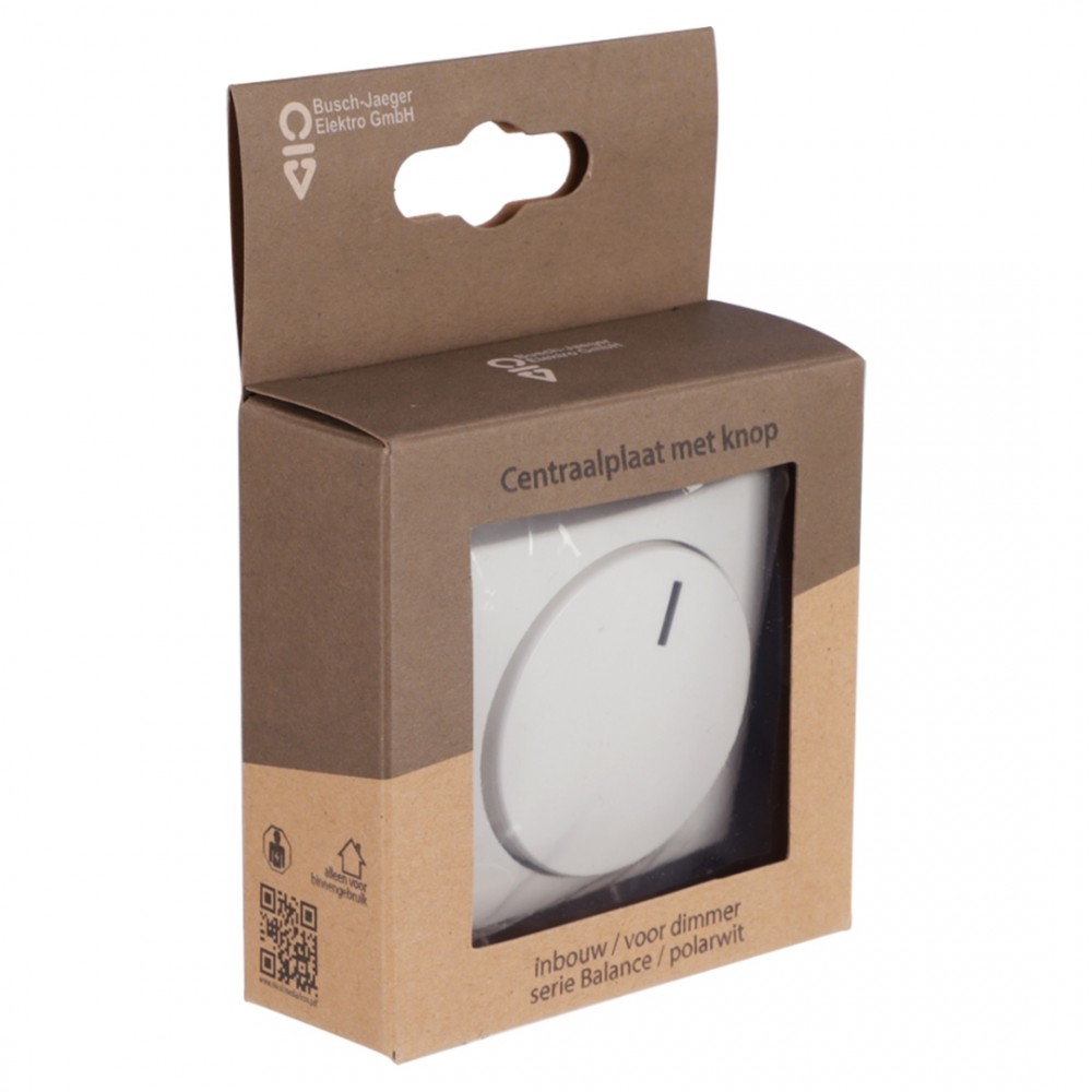 Busch-Jaeger Balance centraalplaat inbouw - voor dimmer - met knop - polarwit