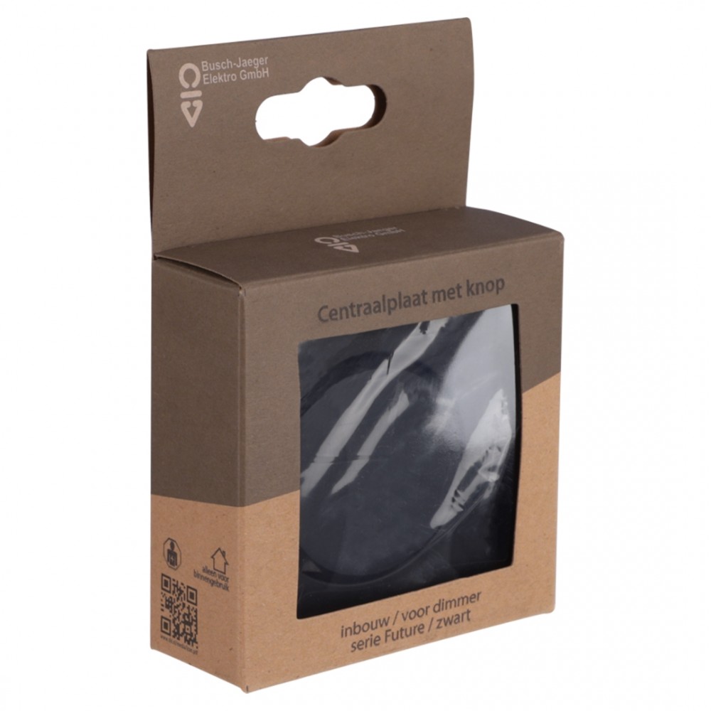 Busch-Jaeger Future Linear centraalplaat inbouw - voor dimmer - met knop - zwart