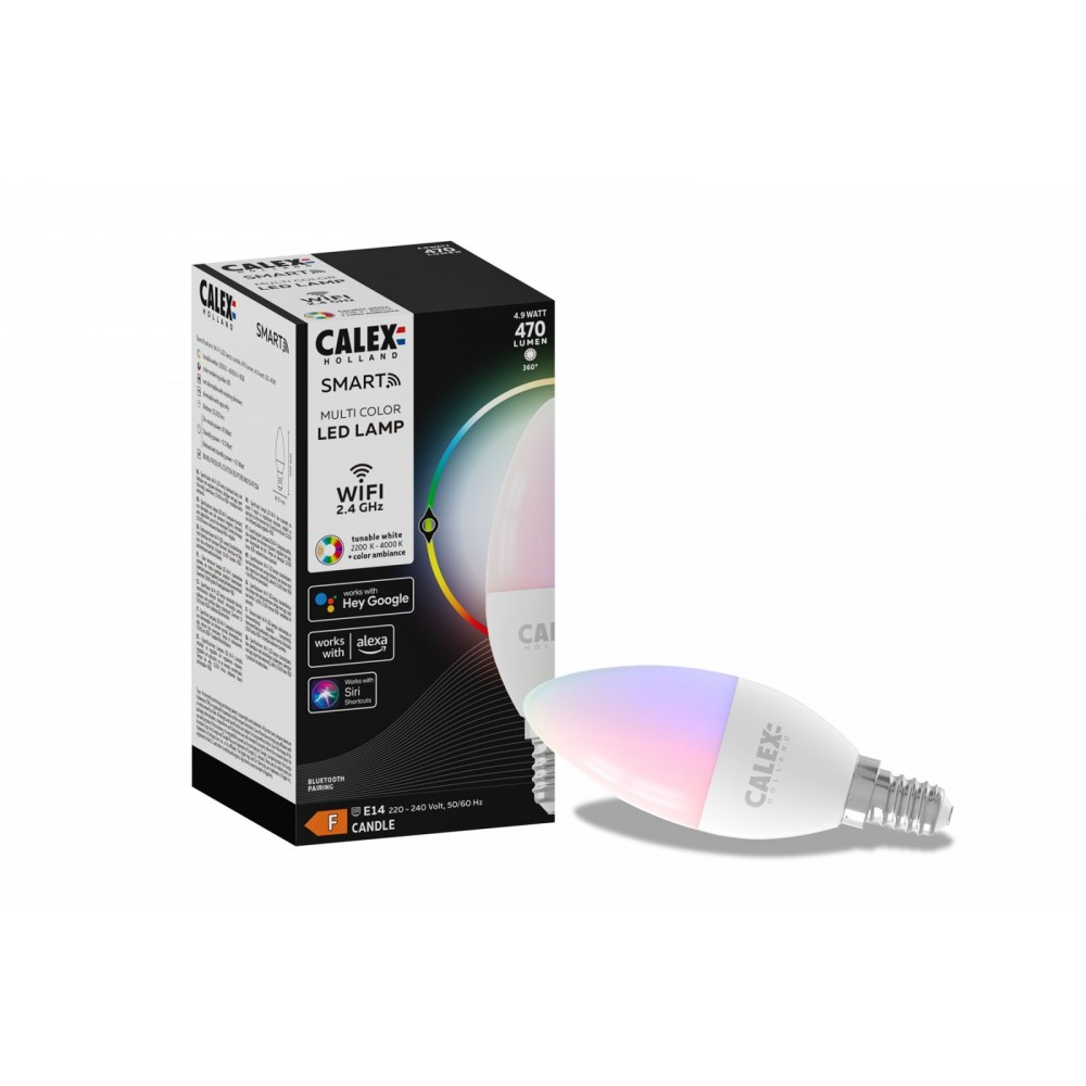 Calex Smart RGB Kaars led lamp 5W 470lm 2200-4000K