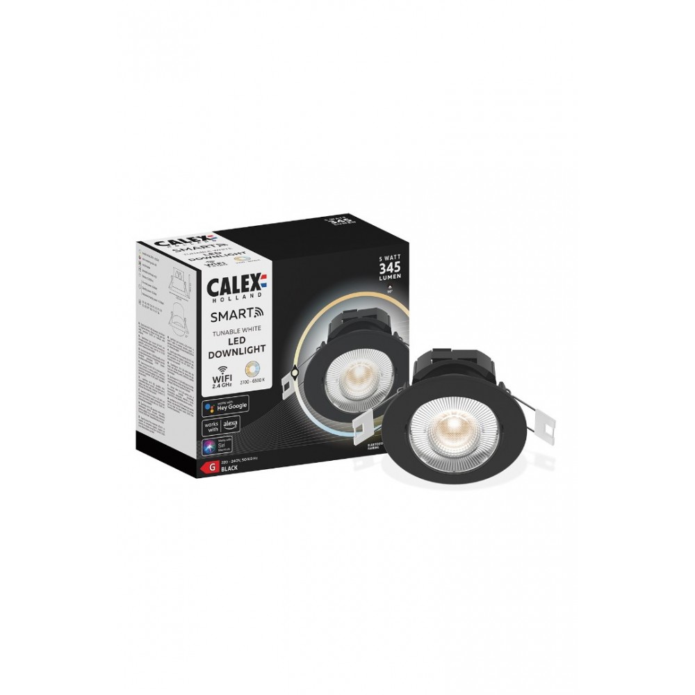 Calex Smart Downlight LED lamp Zwart CCT 5W 345lm 2700-6500K