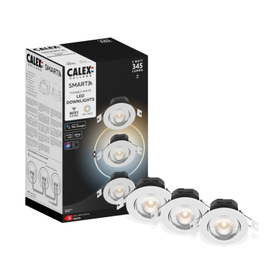 Calex Smart Downlight LED lamp Wit CCT 5W 345lm 2700-6500K 3-pack