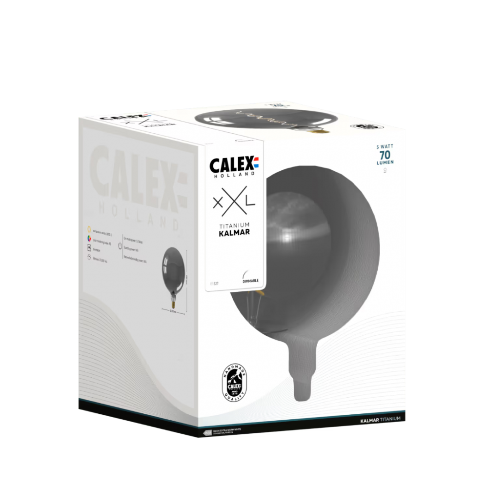 Calex Kalmar Lamp - E27 - Filament - Titanium - Warm Wit - 5W