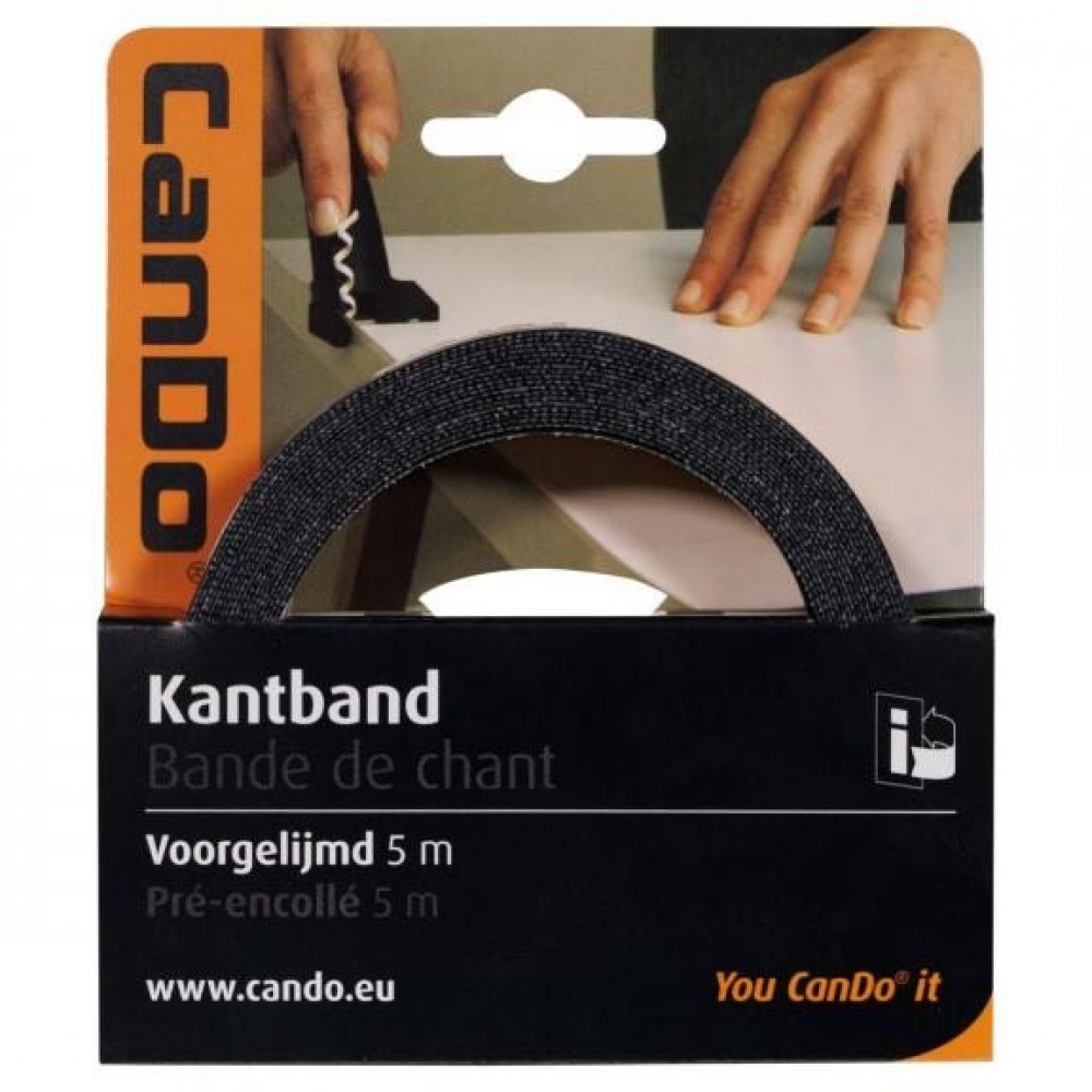 CanDo kantband effen zwart 24mm 5m