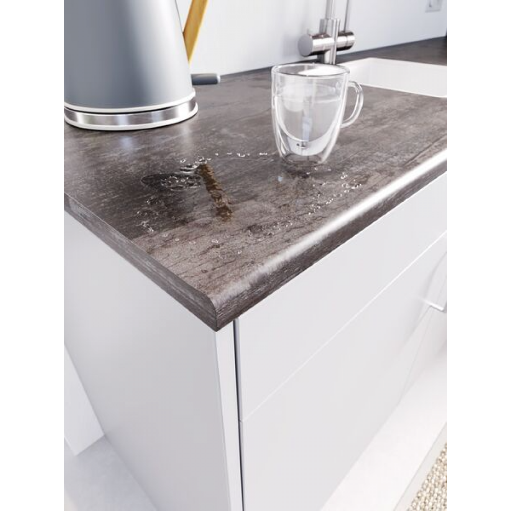 Cando - Werkblad - Aanrechtblad - Staalgrijs - Met waterkering - 182x60x2,8cm