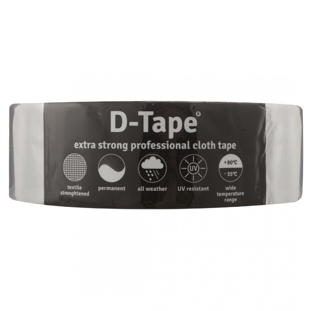 D-tape ducttape zelfklevend extra kwaliteit / permanent grijs 50 m x 50 mm x 0.32