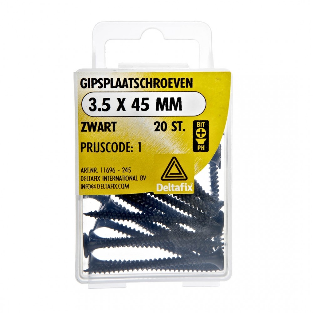 Deltafix gipsplaatschroef zwart 3.5 x 45 mm 20 st.