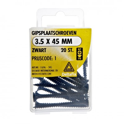 Deltafix gipsplaatschroef zwart 3.5 x 45 mm 20 st.