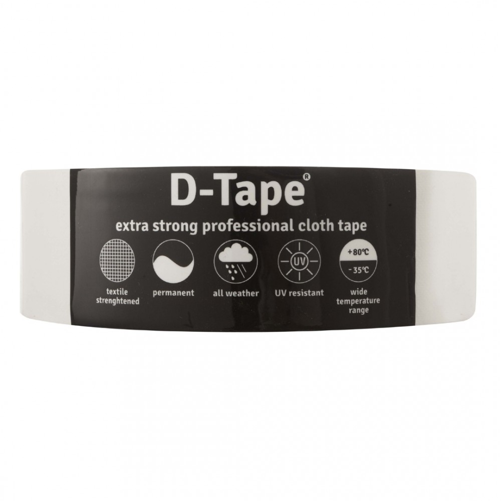 D-tape ducttape zelfklevend extra kwaliteit / permanent wit 50 m x 50 mm x 0.32