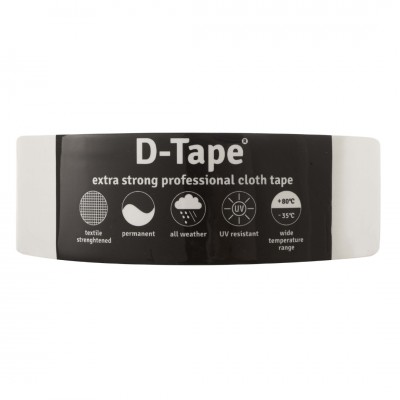 D-tape ducttape zelfklevend extra kwaliteit / permanent wit 50 m x 50 mm x 0.32