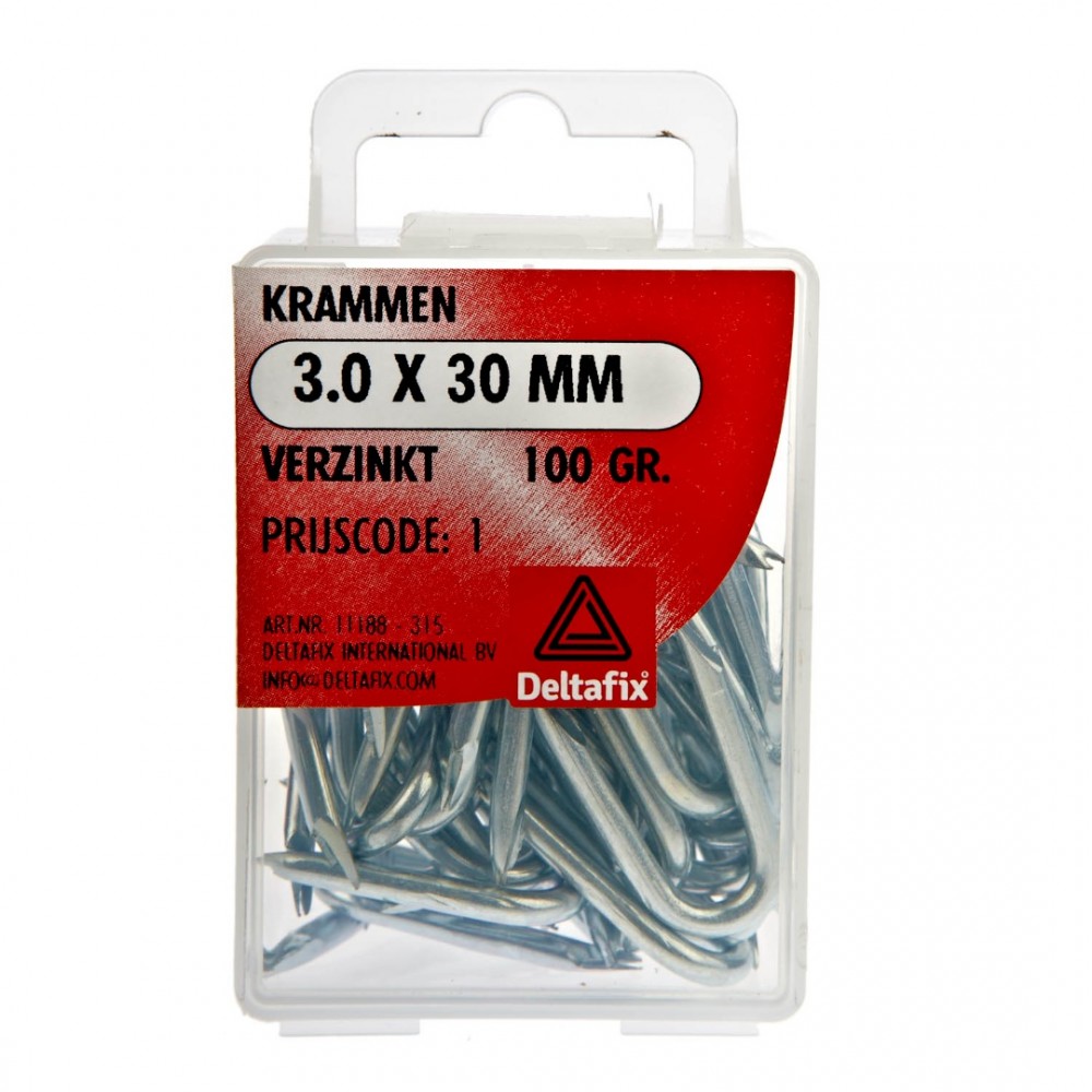 Deltafix krammen verzinkt 3.0 x 30 mm 100 gr.