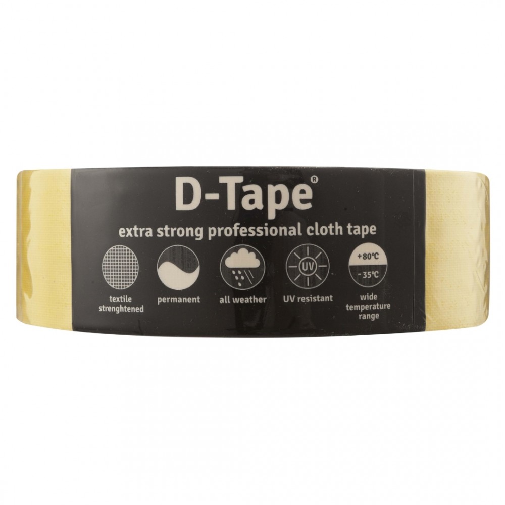 D-tape ducttape zelfklevend extra kwaliteit / permanent geel 50 m x 50 mm x 0.32