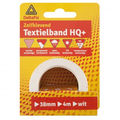 Deltafix ducttape zelfklevend textielband hq+ wit 4 m x 38 mm