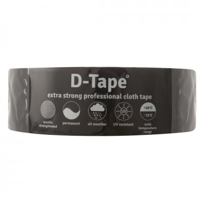 D-tape ducttape zelfklevend extra kwaliteit / permanent zwart 50 m x 50 mm x 0.32
