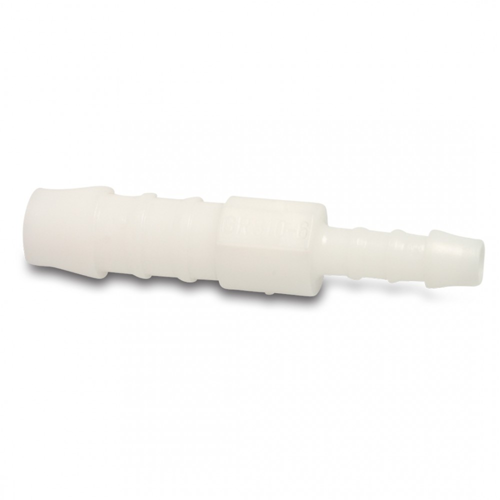 Deltafix verbindingspijpje verlopend nylon 6 mm naar 4 mm wit