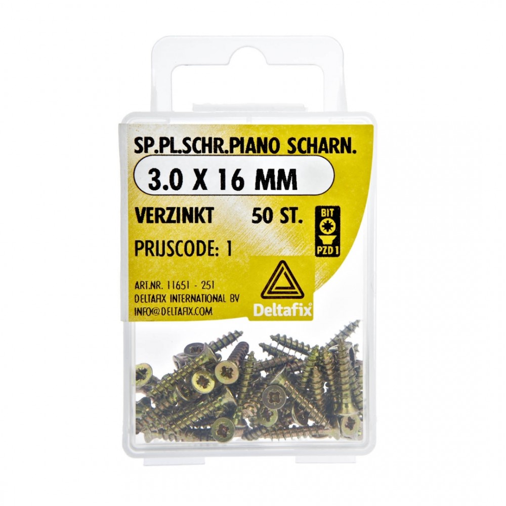 Deltafix spaanplaatschroef platkop / kruiskop / extra kleine kop verzinkt 3.0 x 16 mm 50 st.
