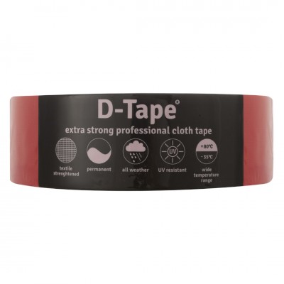 D-tape ducttape zelfklevend extra kwaliteit / permanent rood 50 m x 50 mm x 0.32