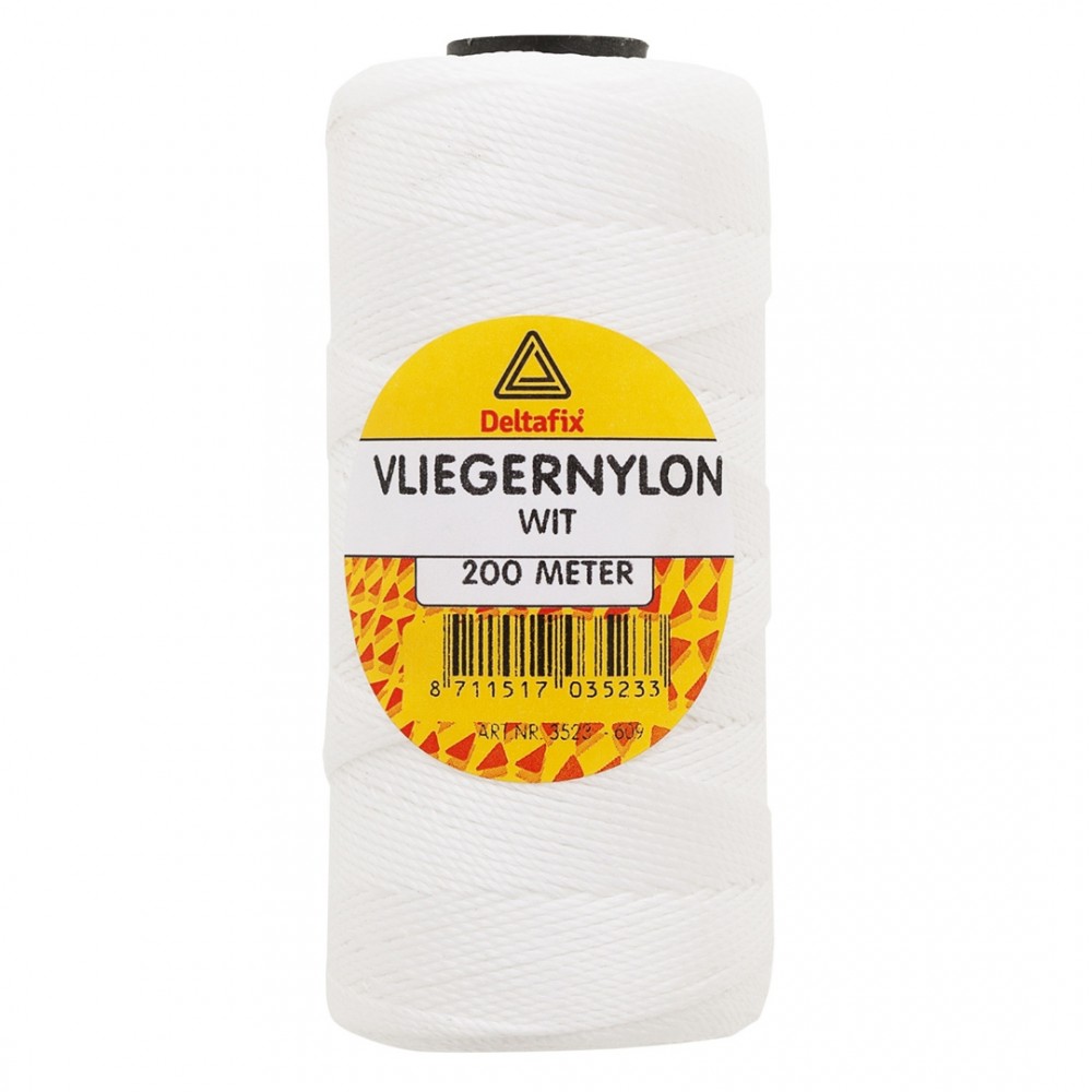 Deltafix vliegernylon wit 200 m x 0.5mm