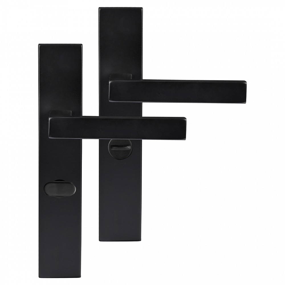 Differnz Tilburg deurkruk vierkant schild - WC 63 mm zwart