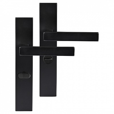 Differnz Tilburg deurkruk vierkant schild - WC 63 mm zwart
