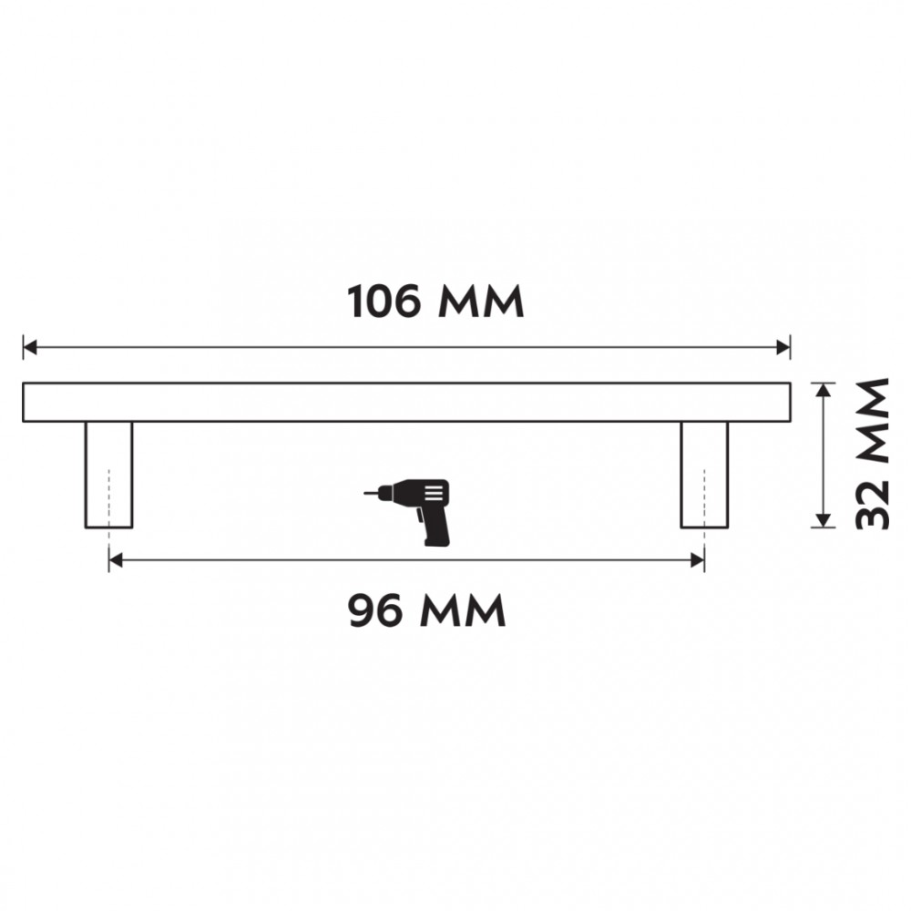 Differnz meubelgreep vierkant - 96 mm - mat chroom