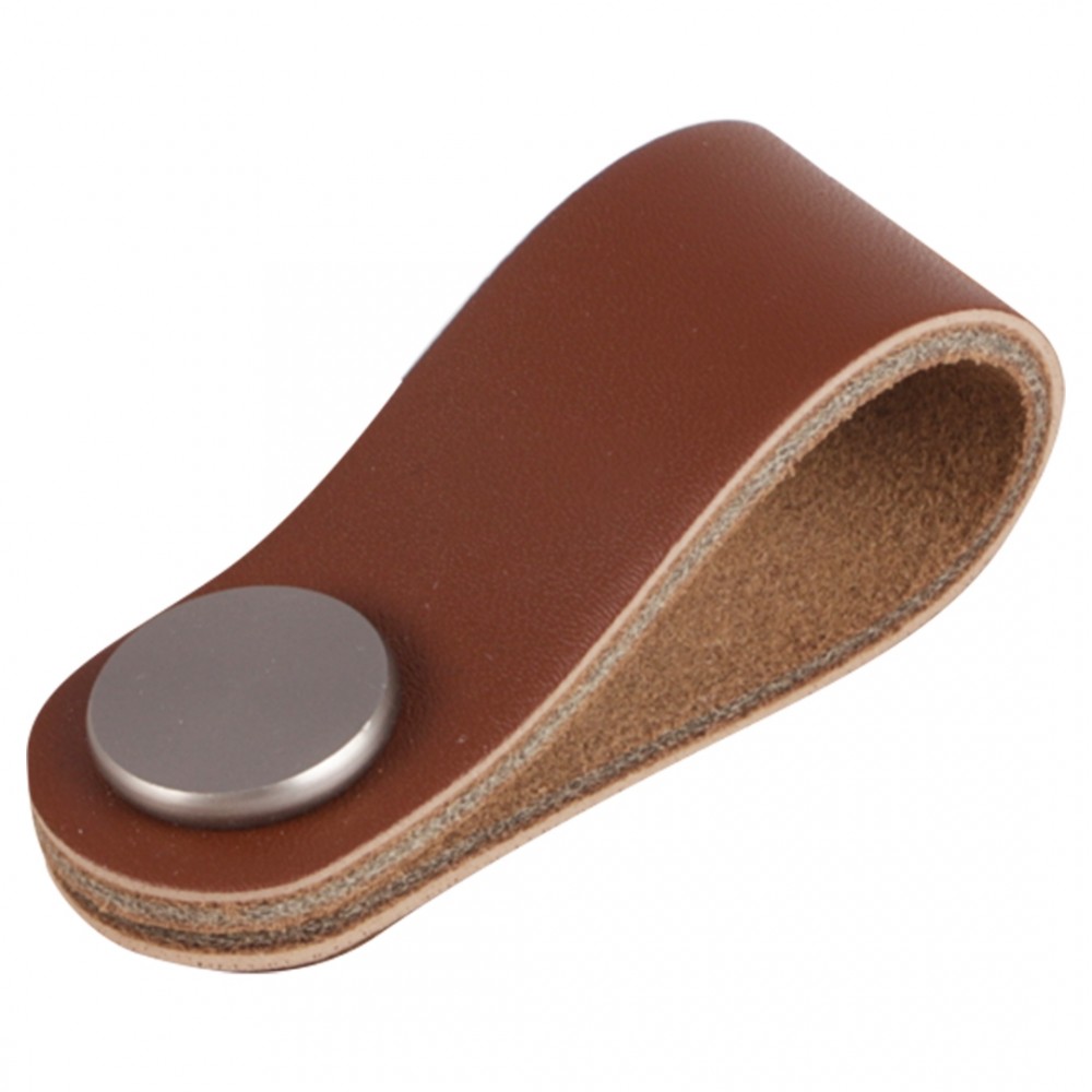 Differnz knop leer - cognac bruin
