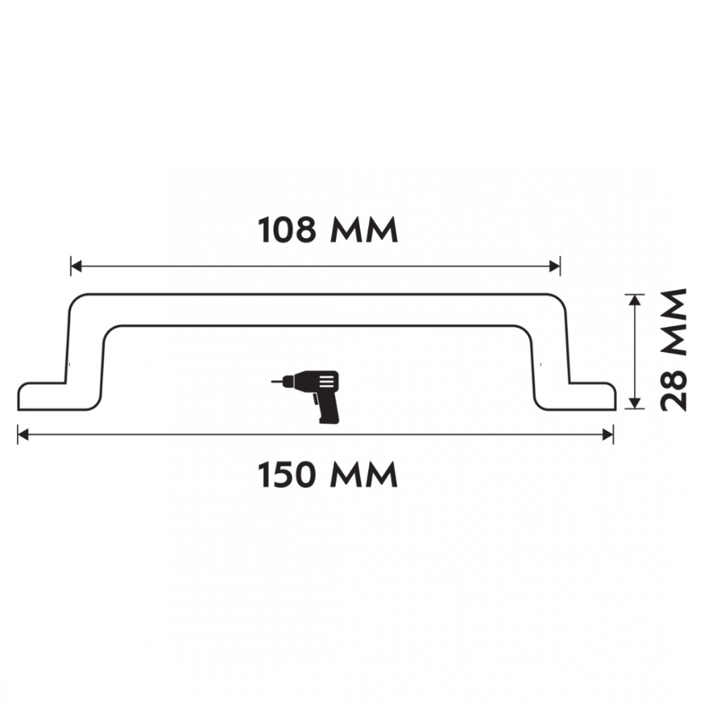 Differnz meubelgreep recht - ronde hoek 128 mm